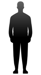 Man standing silhouette - black gradient, isolated - vector