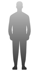 Man standing silhouette - gray gradient, isolated - vector