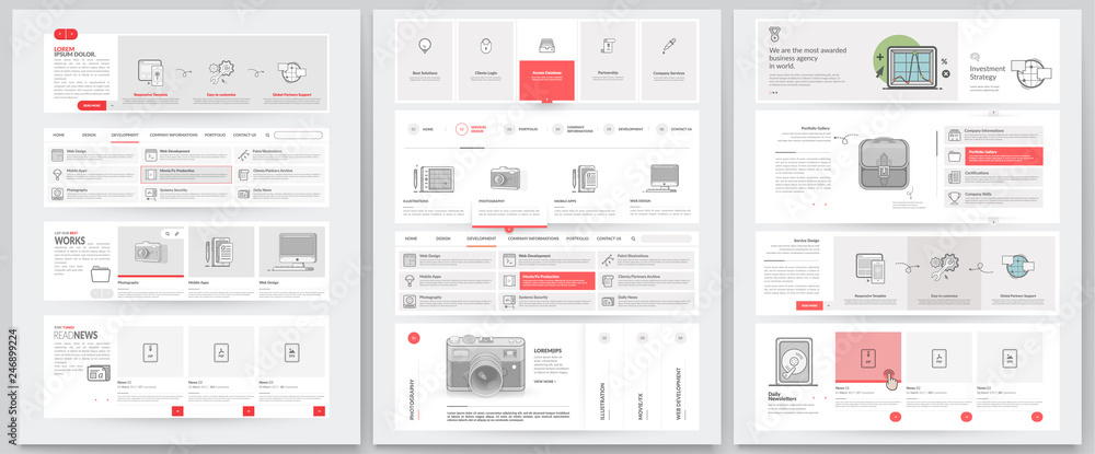 Wall mural business website template elements collection.