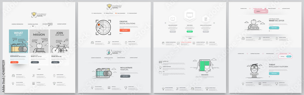 Wall mural business website template elements collection.