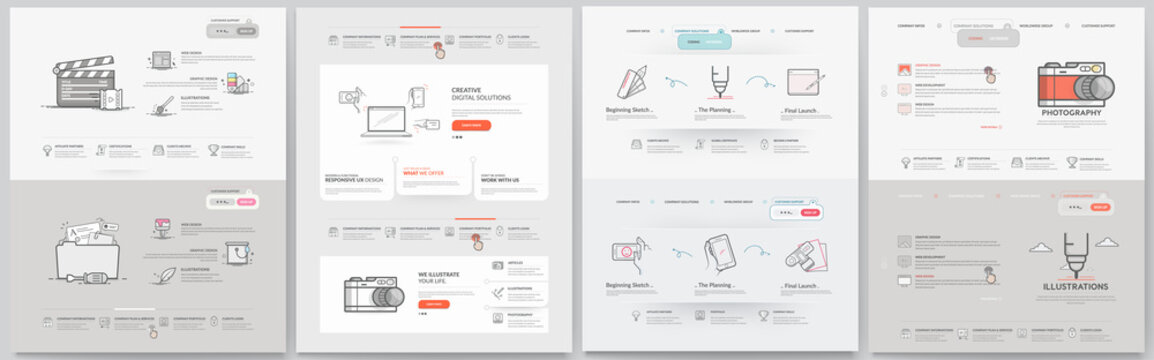 Business website template elements collection.