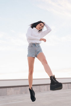 girl on parking garage