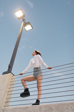 girl on parking garage