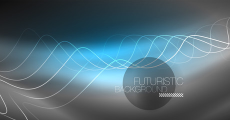 Neon lines wave background. Abstract composition