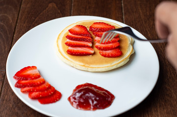 strawberry and  pancakes
