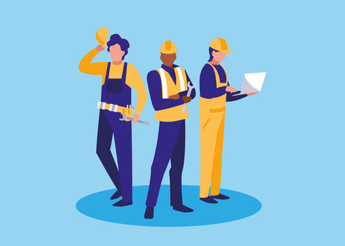 group of workers industrials avatar character