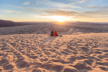 Sunset at the top of Kelso Dunes. When they fell in love. - 246905653