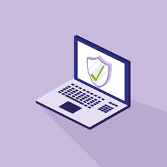 cyber security with laptop and shield