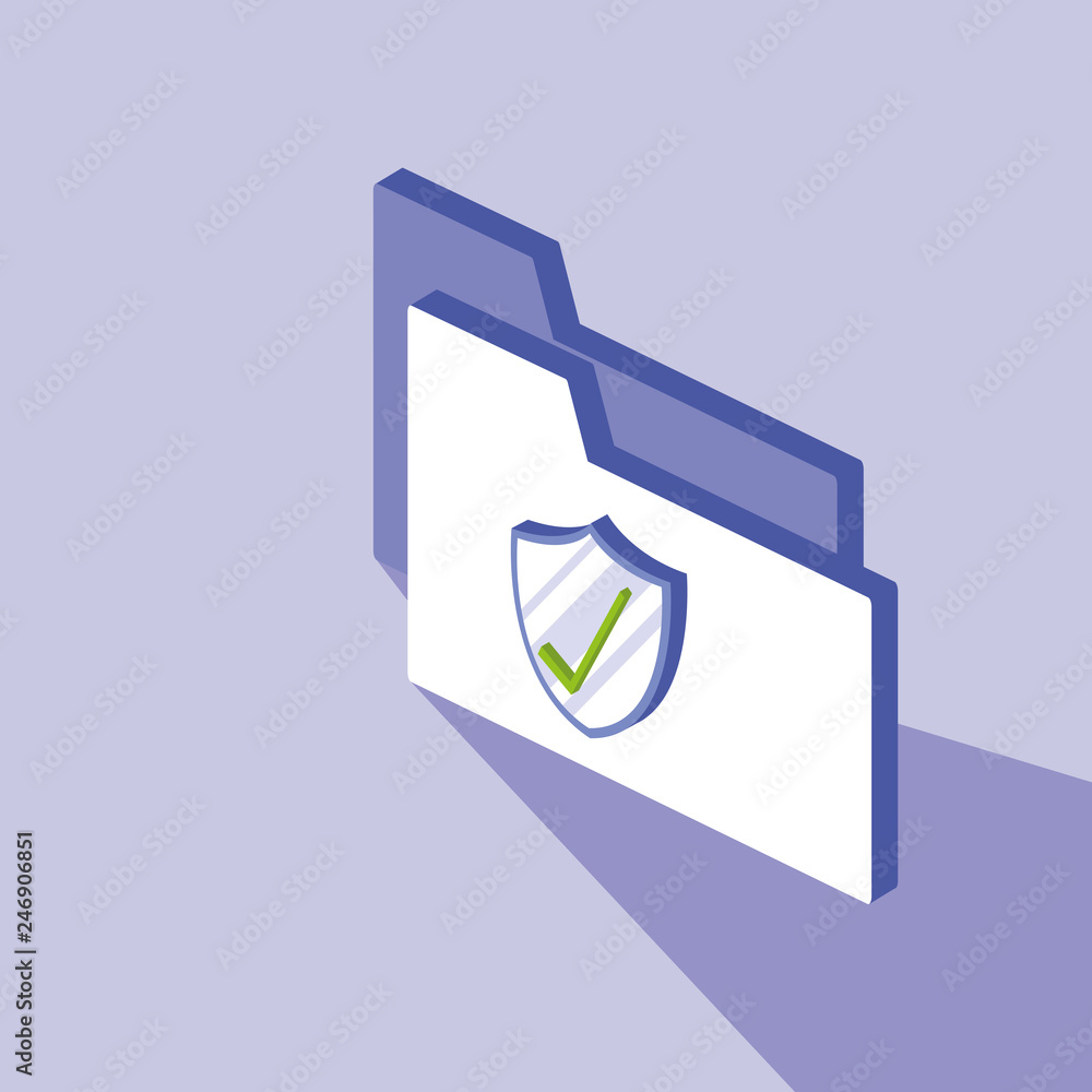 Poster cyber security with folder and shield