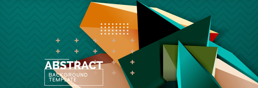 3d triangular shapes geometric background. Origami style pattern with triange shapes for decorative design. Poster design. Line design. Modern presentation template