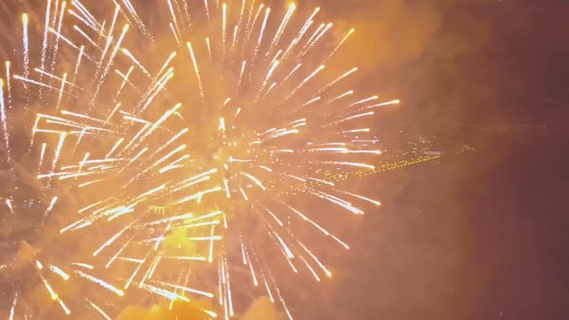 amazing view inside picturesque firework over night city