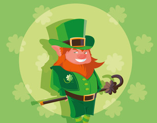 comic leprechaun with cane avatar character