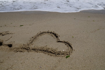 heart drawn on a beach