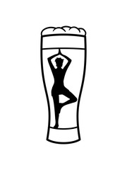 glas bier alkohol party saufen trinken durst feiern spaß oktoberfest yoga übung meditation haltung training fitness silhouette frau weiblich konzentration gesund entspannung clipart design