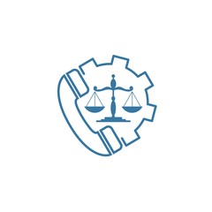 Legal support, online consultation. Linear vector icon on white background.