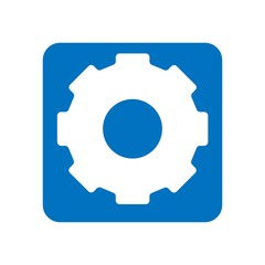 Blue gear icon. Simple flat design. Flat vector illustration