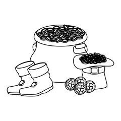 treasure cauldron with boots and hat