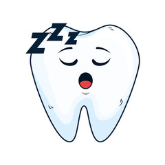comic tooth asleep kawaii character