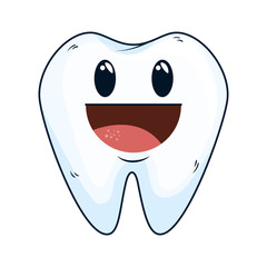 comic tooth happy kawaii character