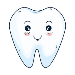 comic tooth happy kawaii character