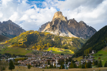 Beautiful view of Corvara in Badia Village in Trentino-Alto Adige - Dolomites - Italy