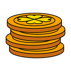 coins pile with clover icon