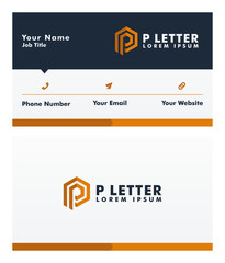 P Letter Modern Abstract Alphabet, Business card design template - vector Illustration