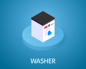 Washer isometric icon. Vector illustration. 3d concept
