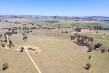 Fotobehang Cowra - luchtfoto van landbouwgrond - Cowra NSW Australia © jeayesy