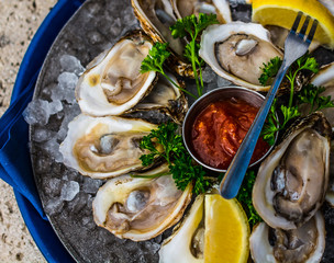 Raspberry Point Oysters on the Halfshell