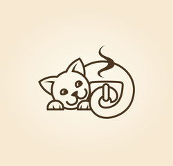 Cat with cup of coffee cut out icon