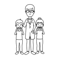 young dentist with kids patient