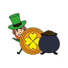 leprechaun with treasure cauldron saint patrick