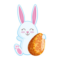 cute rabbit with easter egg painted