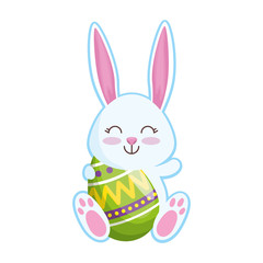cute rabbit with easter egg painted
