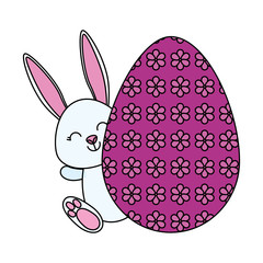 cute rabbit with easter egg painted