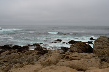 Overcast sky above the Pacific Ocean. 17 Mile Drive, California, USA