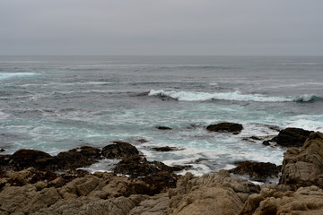 Overcast sky above the Pacific Ocean. 17 Mile Drive, California, USA