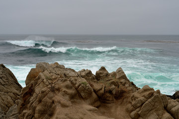 Overcast sky above the Pacific Ocean. 17 Mile Drive, California, USA