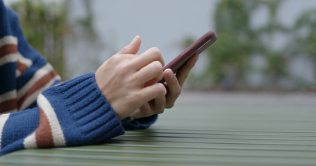 Close up of woman use of mobile phone