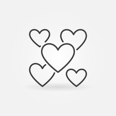 Hearts outline icon. Vector Valentine's Day and Love concept symbol in thin line style