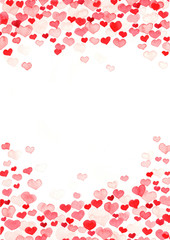 Red and pink herat frame watercolor hand painting on white paper background for decoration on wedding events and Valentine's day festival.