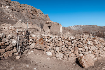 Remains of an ancient ruined house in a highlands village