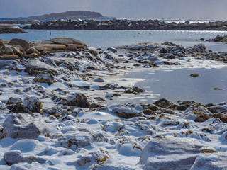 winter landscape with blue sky and white clouds