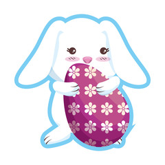cute rabbit with easter egg painted