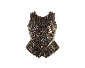 golden knight armor on a white isolated background