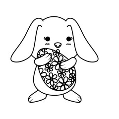cute rabbit with easter egg painted