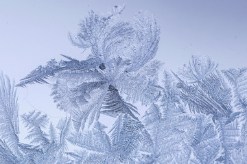 Macro images of frost pattern on window	