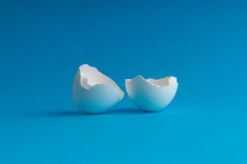  Broken eggshell on the blue background with selective focus © instagram.com/_alfil