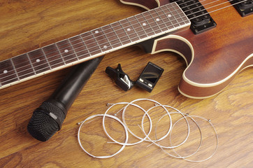Naklejka premium Electric guitar and guitar accessories